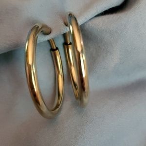 Gold hoop clip on earrings